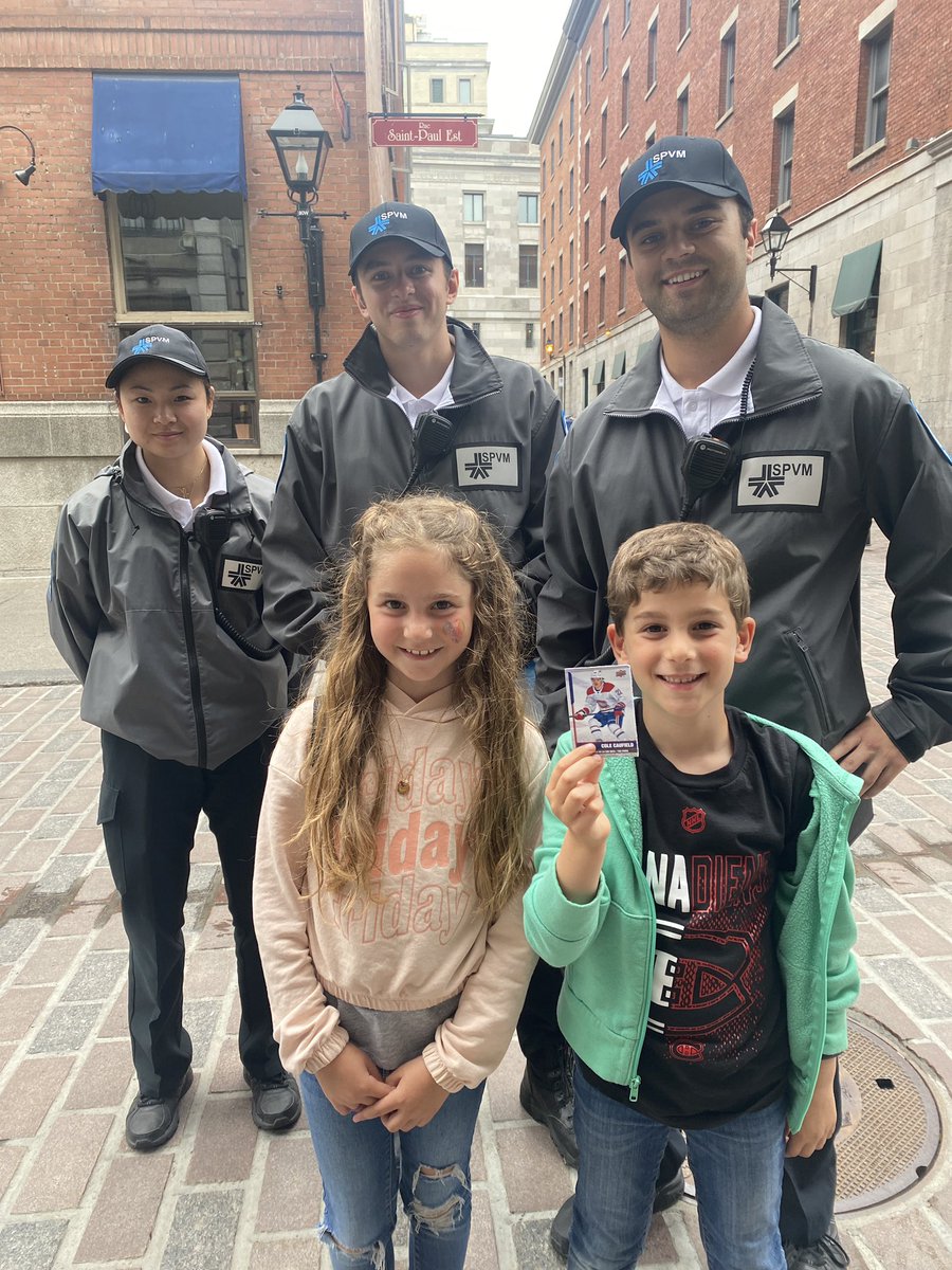 When you stop some Montreal police officers for a photo and one pulls a <a href="/colecaufield/">Cole Caufield</a> hockey card out of his pocket. #score #coincidence #GoHabsGo