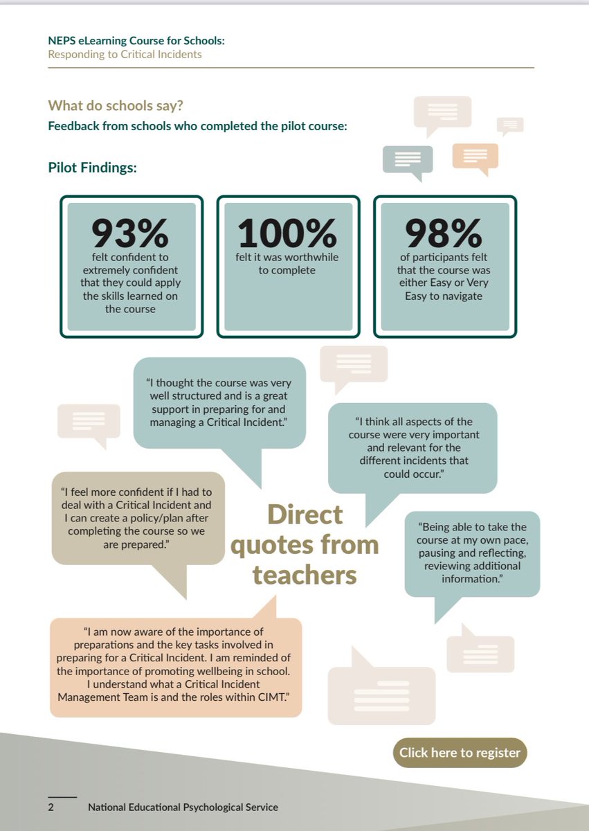 TraleeESC's tweet photo. New NEPS self paced E -Learning course on ‘Dealing with a Critical Incident’in Primary &amp; Post Primary Schools… @Education_Ire 

https://t.co/ro930tL60C https://t.co/gZm4UGOc0G