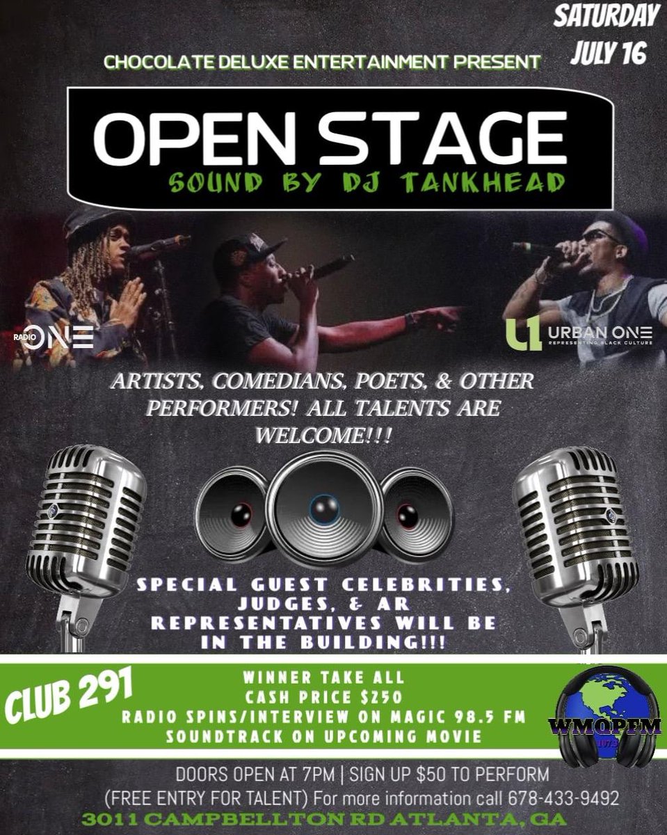 chocolateent's tweet photo. JULY 16TH SATURDAY 
ALL TALENT ARE WELCOME
SIGN UP AT THE DOOR
OPEN UP  7PM 
MUST BE 21 UP TO ENTER COMPETITION 
TWO WINNERS TAKE ALLLLLLLLLLLLLL
50 DOLLAR'S TO REGISTER AT DOOR.
 FREE ENTRY FOR TALENT
NON- PERFORMERS $10 TO ENTER
CALL OR TEXT NUMBER ON FLYER OR 678-412-8185 https://t.co/tsiBz5KqOo