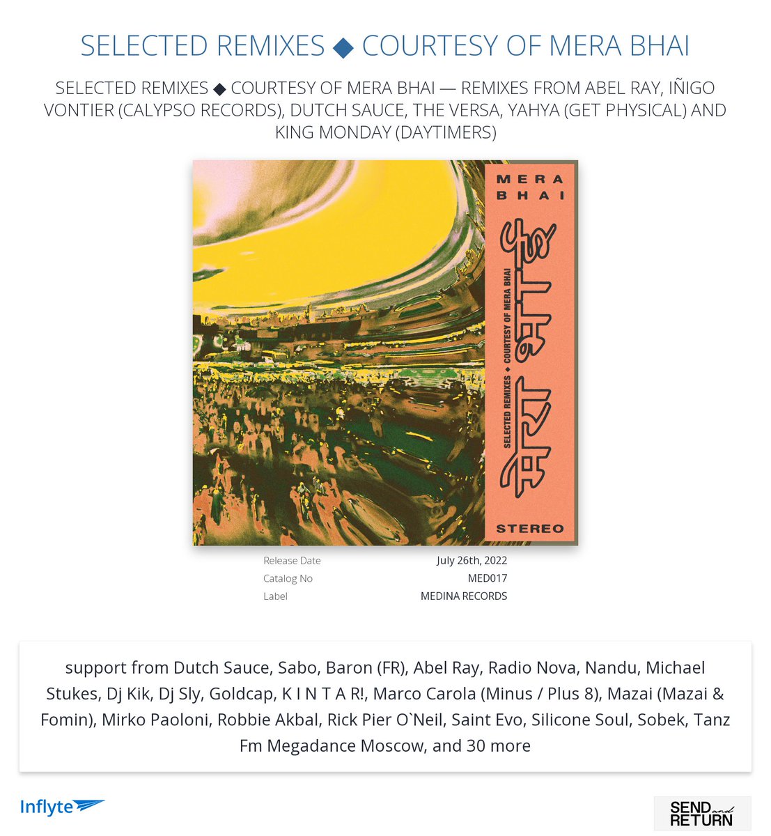 _sendandreturn's tweet image. Cheers @robbie_akbal for the review "Abel Ray Mix is cool and The Versa Mix will try to "
inflyteapp.com/r/c2brmi