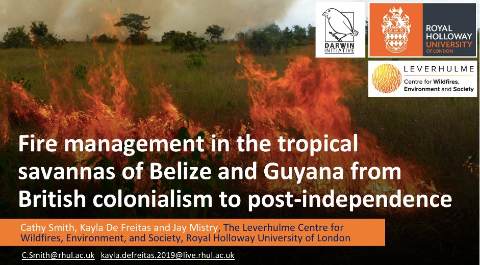 1/5 Dr. Cathy Smith and I presented at #ESEH2022  today! Our topic was on #firemanagement in #tropicalsavannas in Belize and Guyana during the colonial period to the present day.  

@RHULGeography @centrewildfires @diverse_K