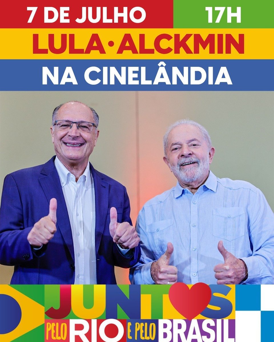 Lula in Rio! Registre sua presença no ato com Lula na Cinelândia, Rio de Janeiro, nesta quinta-feira. #EquipeLula lula.com.br/cinelandia-com…