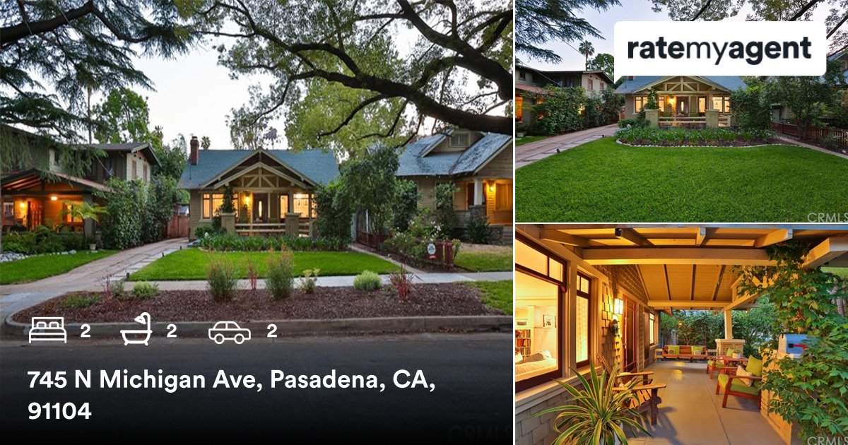 2 🛌 2 🛀 2 🚘
📍 745 N Michigan Ave, East Central, Pasadena, Los Angeles County, CA, 91104

My latest sale on #RateMyAgent
rma.reviews/tLaDfNMiYIC5