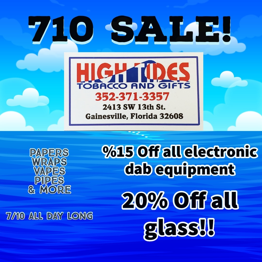 HighTidesInc's tweet photo. In 5 days it will be a 7/10 celebration!
Sales are happening all day long. Come on in and check the deals! #710   #dab #Hightides420 #GainesvilleFL #GNV #Smokeshop https://t.co/g1LzPaNQps