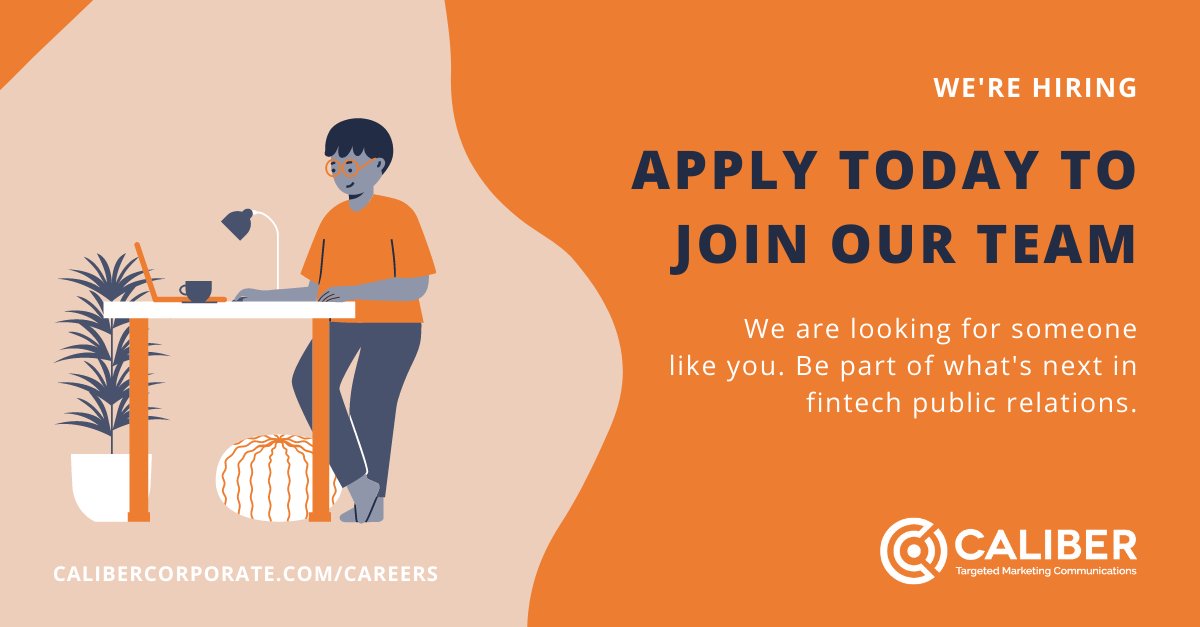 Caliber is growing by leaps and bounds, and we're specifically looking for Account Managers &amp; Senior Account Executives to join our team!

Take a look at the open positions and apply today: bit.ly/3Lj7Jnm 

#FintechPR #PRJobs #Hiring #JobOpenings