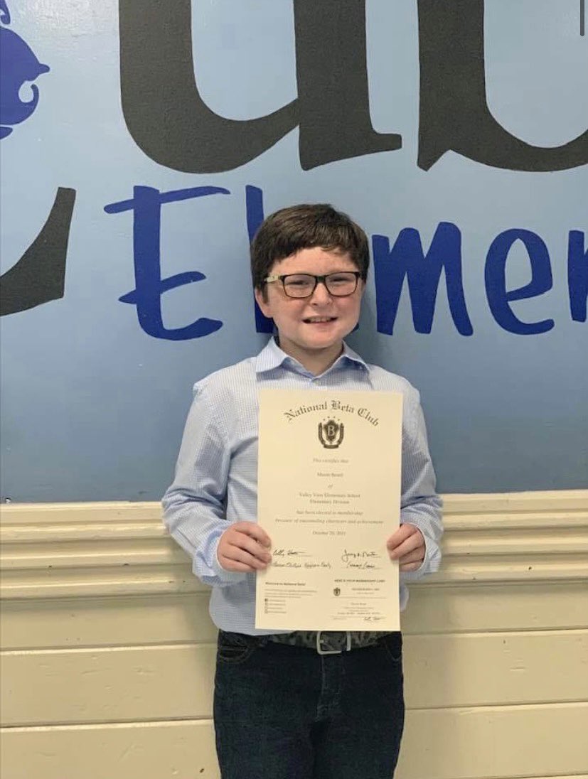 Congratulations to Mason Beard! He  placed 5th in the National Elementary  Beta Club Convention for 4th Grade Math. It made this former math teacher’s heart very happy. Looking forward to see what next year has in store. Go Cubs!@BradleySchools