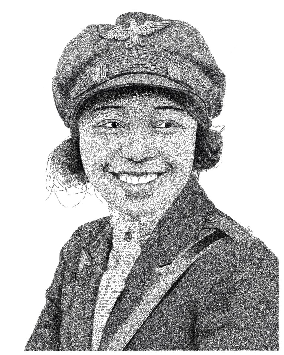 StudioAmac's tweet photo. Bessie Coleman - The first African American and the first Native American woman pilot to soar the skies. Thank you for paving the way for so many Bessie! #bessiecoleman #womeninaviation #aviation #femaleaviator https://t.co/bnb9gTNCyD