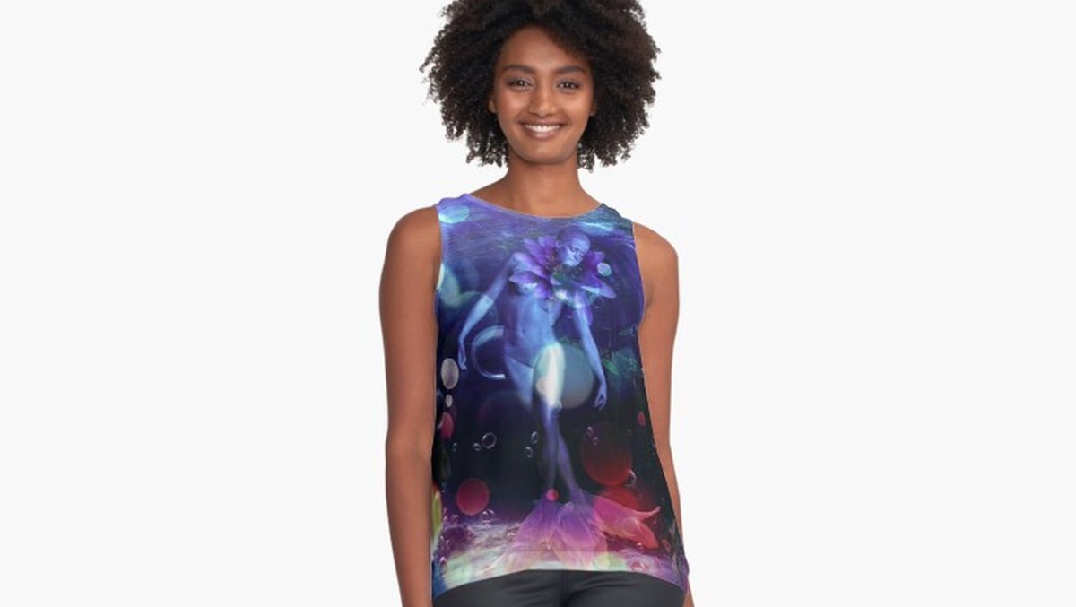 d191T4L_OdY553Y's tweet image. Check out this delicate elegant fuchsia and blue mermaid artwork on this beautiful sleeveless top. This elegant tank has a slightly sheer chiffon front panel with a loose flowy fit
#mermaidart #summerfashion2022 #womenstank #findyourthing #redbubbleartist