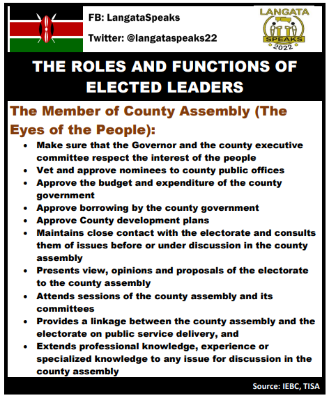 4 days to go, Nairobi West!

Which of the candidates aspiring to be your next MCA do you believe can get the job done?

If you're not sure, make sure you attend the Langata Speaks 2022 Nairobi West MCA dialogue this Saturday 9th July.

And here is the job description for MCAs: