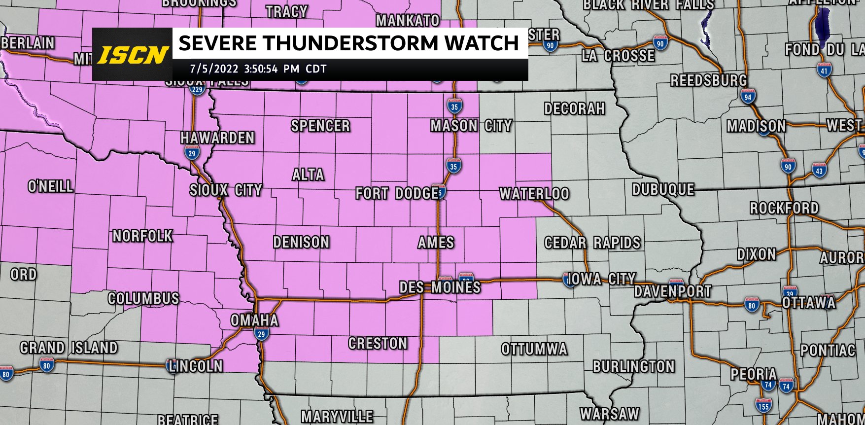 Iowa Weather ISCN on Twitter "A severe thunderstorm watch has been