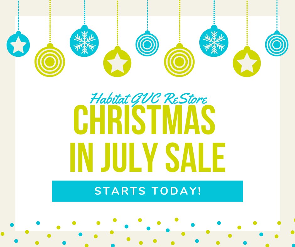 HabitatGVC's tweet photo. The Christmas in July Sale starts TODAY!

Habitat for Humanity of GVC ReStore
Dunlawton Square
3813 S. Nova Rd. Unit #103
Port Orange, FL 32127 https://t.co/abOYLCKR9l