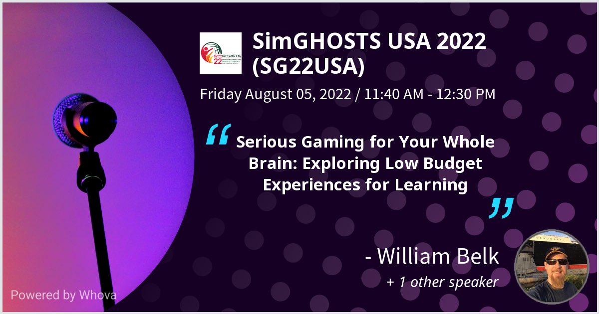 I am speaking at SimGHOSTS USA 2022 (SG22USA). Please check out my talk if you're attending the event! #SG22USA - via #Whova event app