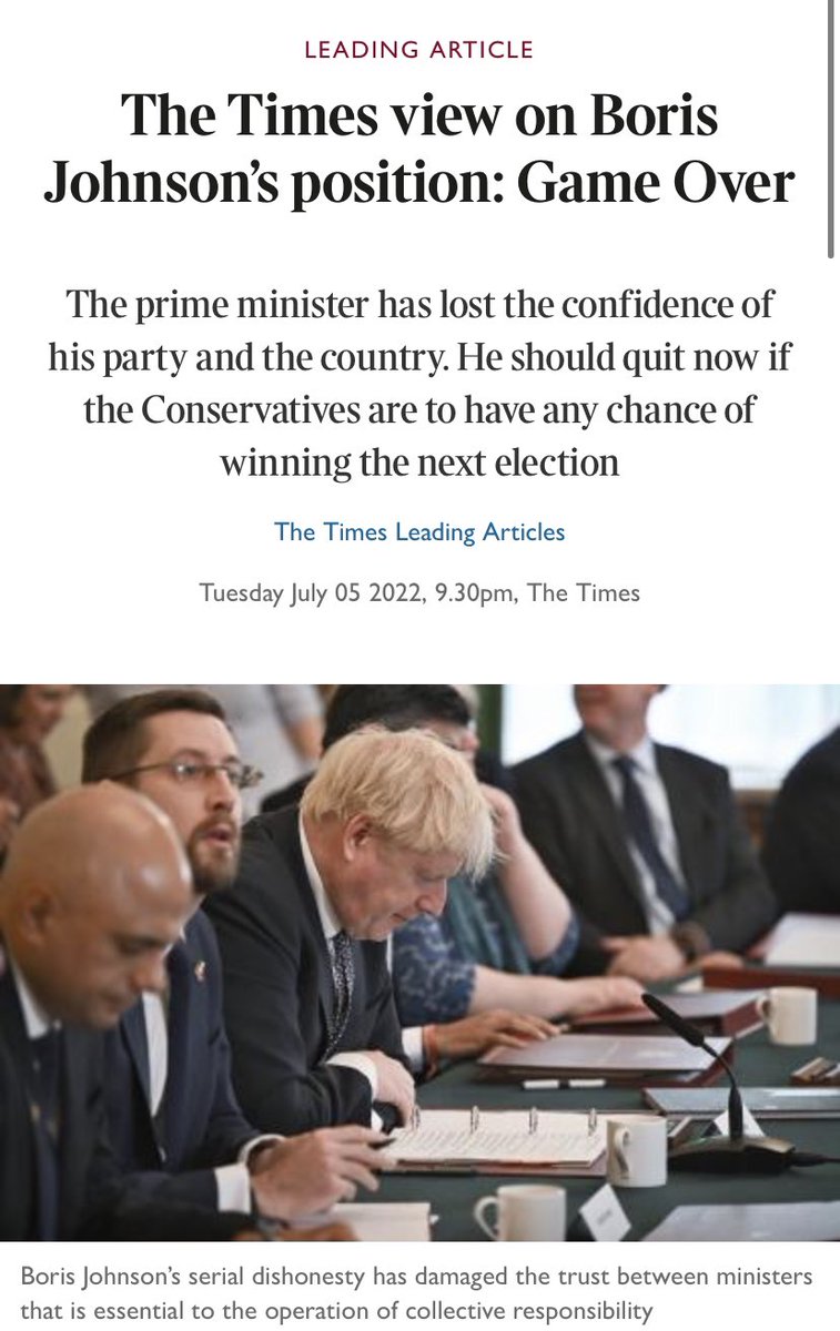 AdamBienkov's tweet photo. The Times turns on Boris Johnson, saying there is now "no chance" of him winning the next general election. https://t.co/FEHJGc3YAr