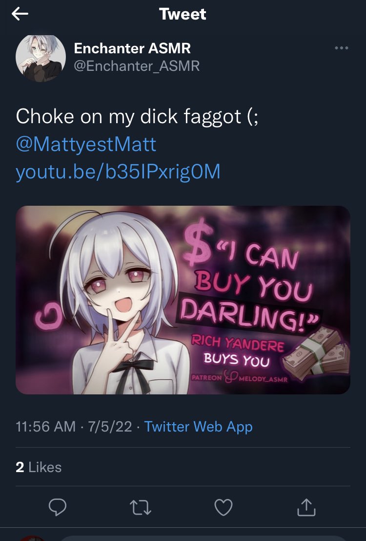 KatiaSattari's tweet image. Hey VA Community! As many of you know Melody ASMR has stolen @QueenSerenaASMR 's entire content &amp;amp; now @MattyestMatt scripts. She has an alt account &amp;amp; is following many VA's. She not only fake DMCA'd Serena but harrassed her and is now harrassing Matty. Please report &amp;amp; block her!