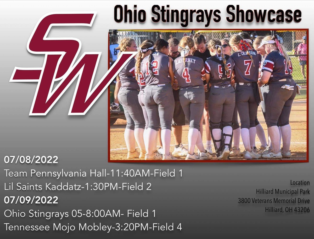 Come check us out this week at Ohio Stingrays Showcase in Hilliard Municipal Park this  July 8 - July 9.  Hope to see you in the fields, coaches!