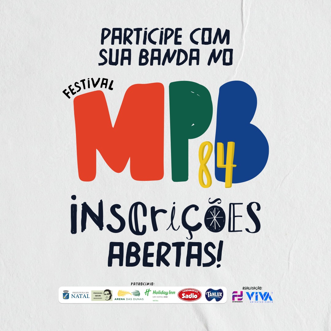 marceloveni's tweet photo. Inscrições abertas para o @festivalmpb84

Um festival para movimentar a cena musical do RN.

Acesse o perfil no Instagram e baixe o edital com o regulamento de participação. https://t.co/jIRu6OEJUZ