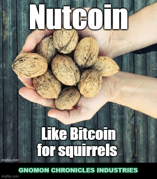 GnomonChronicl1's tweet photo. #CryptoNuts
Nutcoin - decentralized squirrel currency, without a central nut cache, that can be sent from squirrel to squirrel on the squirrel-to-squirrel Nutcoin network without the need for burying the nuts in the fall & digging them up during the winter
https://t.co/58TFwj0nE8 https://t.co/2GlNAb6ZIU