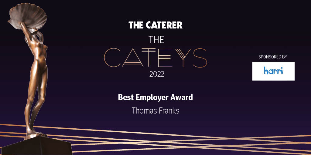 Caterertweets's tweet photo. Out of the top six Best Places to Work announced at The Caterer’s People Summit earlier this year, there can be only one to win the Best Employer Award. Contract caterer @Thomas_Franks_ nabs this award, sponsored by @uk_harri #Cateys https://t.co/QAA5cE3Phb