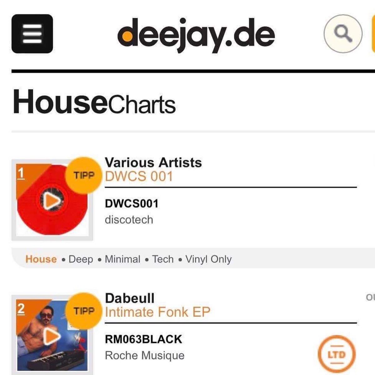 We made the #1 spot….thank you to the <a href="/discotechonline/">discotech</a> family for having me. Only 300 copies of this EP so if you haven’t grabbed a copy step to it as it won’t be around for much longer 

#vinyl #house #music