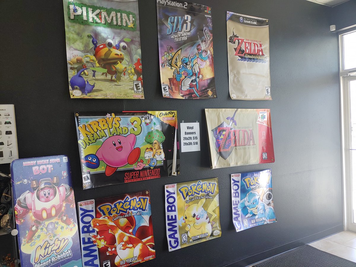 RetroGameVault's tweet photo. Hello everyone! Bronson from over here at The Retro Game Vault! The first set of banners from our latest restock have arrived! Got lots of choices to pick from, and lots of games going out on the floor as well! Open as usual from 12-7 Mon-sat. come stop by!
#retrogamevault https://t.co/ImnzNin7On