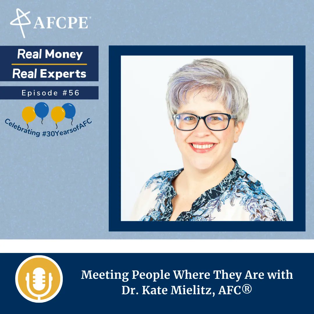 AFCPE's tweet photo. This week on #RealMoneyRealExperts, we are joined by Dr. @KateMielitz, AFC®! As an educator, Kate is passionate about meeting people where they are, putting the person first, and teaching them to use money as a tool. Check it out: https://t.co/t4Q9FfmSXK https://t.co/GB5Ovu9DTx