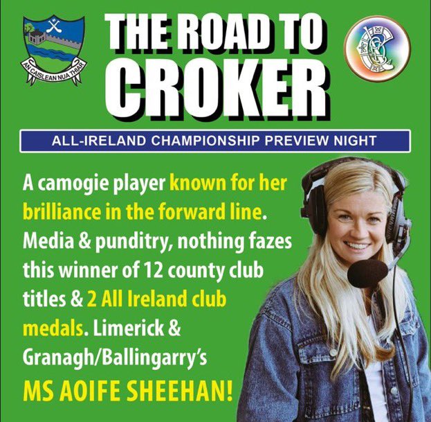 laherne84's tweet photo. Really looking forward to chairing a preview to Sunday weeks Hurling Final on Thursday evening. A fine panel to look ahead to it too. Tickets available from @NCWGAA https://t.co/QIqJE7iGMK
