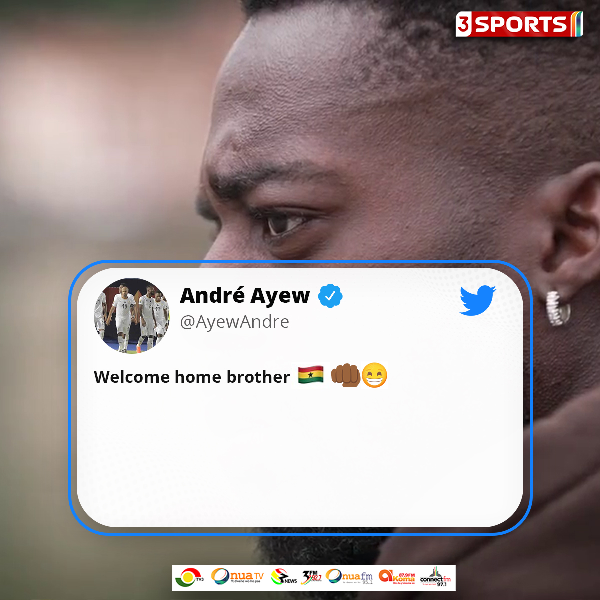 3SportsGh's tweet photo. Black Stars assistant coach George Boateng and captain Andre Ayew have welcomed our new Black Star, Inaki Williams (@Williaaams45 )😁😁

#3Sports https://t.co/POAiJdKkdJ