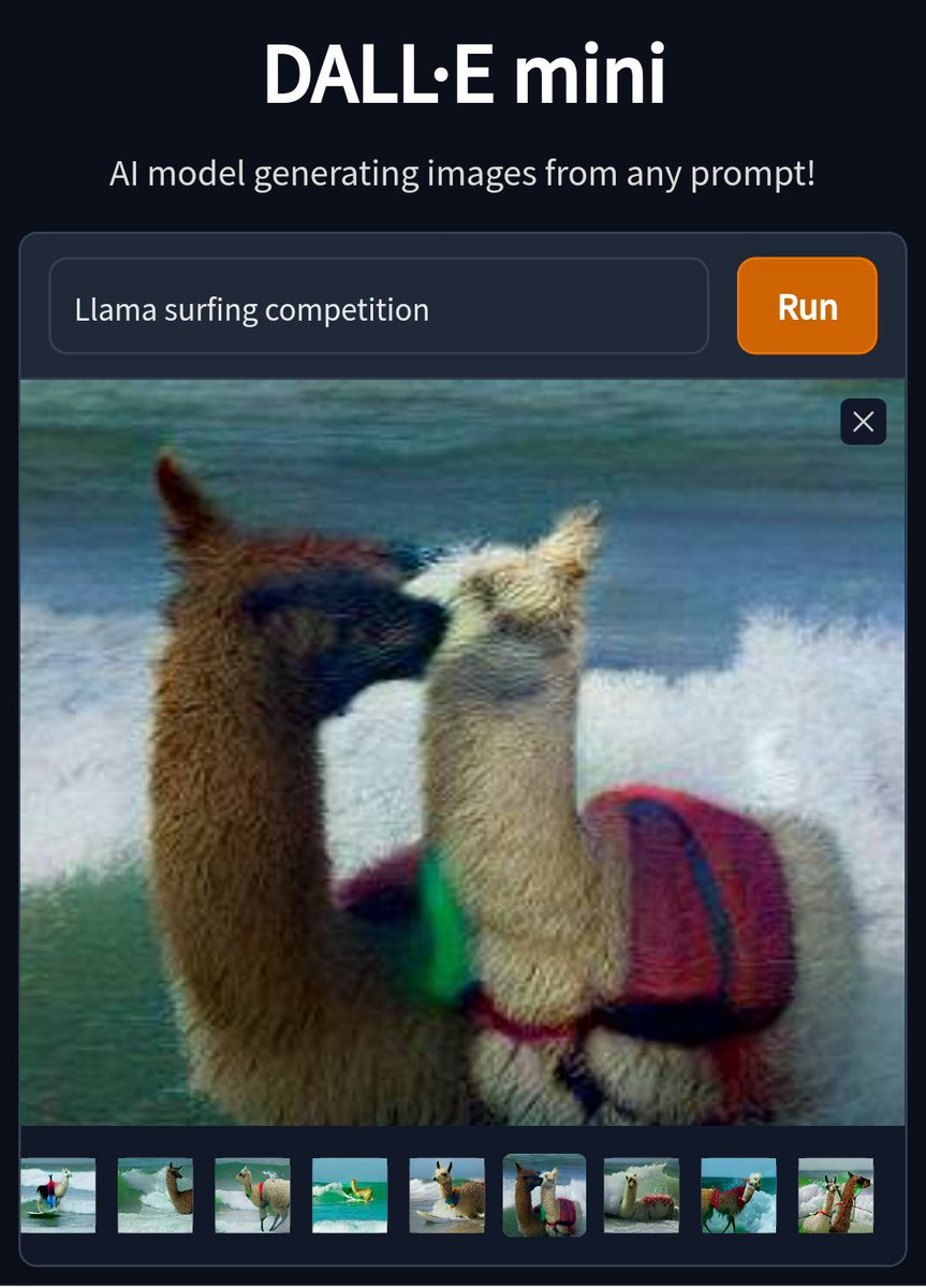 dallemixtape's tweet photo. Llama surfing competition #dalle #dalle2 #dallemini https://t.co/GurgxOunvB