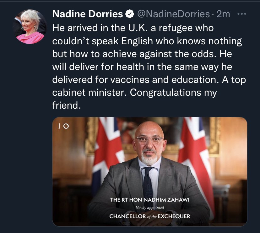 Nadine Dorries tweeted this and then very quickly deleted it.