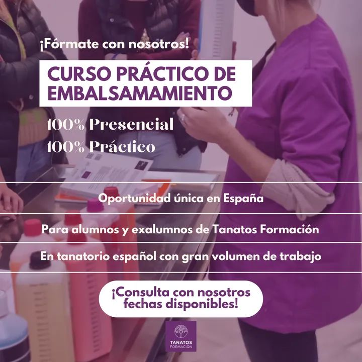 tanatosform's tweet photo. 📣Curso de Embalsamamiento 📣 Oportunidad única en España!

👉🏼Curso 100% práctico.

🤗Llámanos e infórmate de todo

📲620 93 52 35
📲622 71 00 75

#formacionfuneraria
#sectorfunerario #tanatopraxia
#embalsamamiento https://t.co/Ps0OVbMY5Y