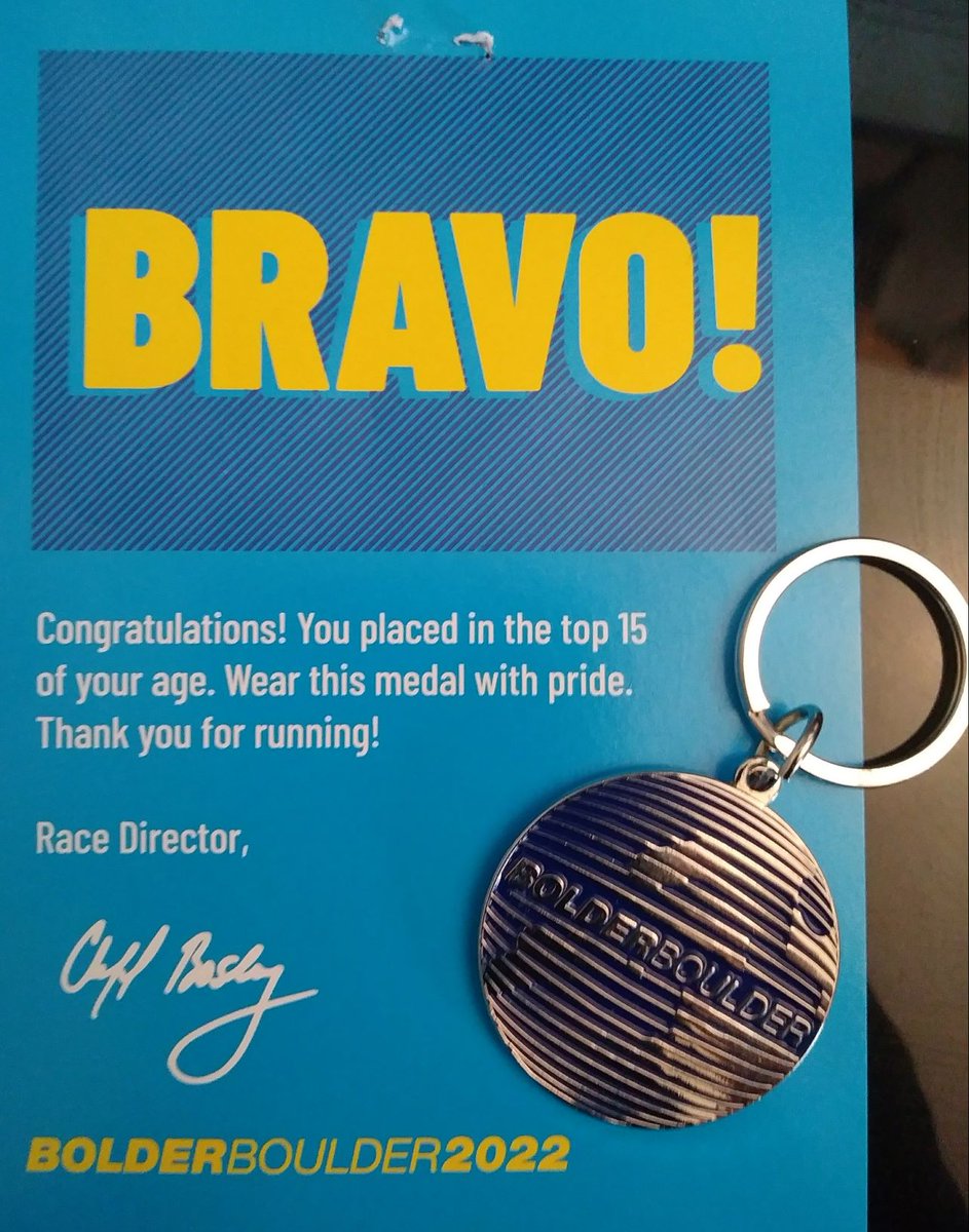TracyAbell's tweet image. Tiny bit of good news in the mail today (although somehow bumped to 9th in my age division). #BolderBoulder10k