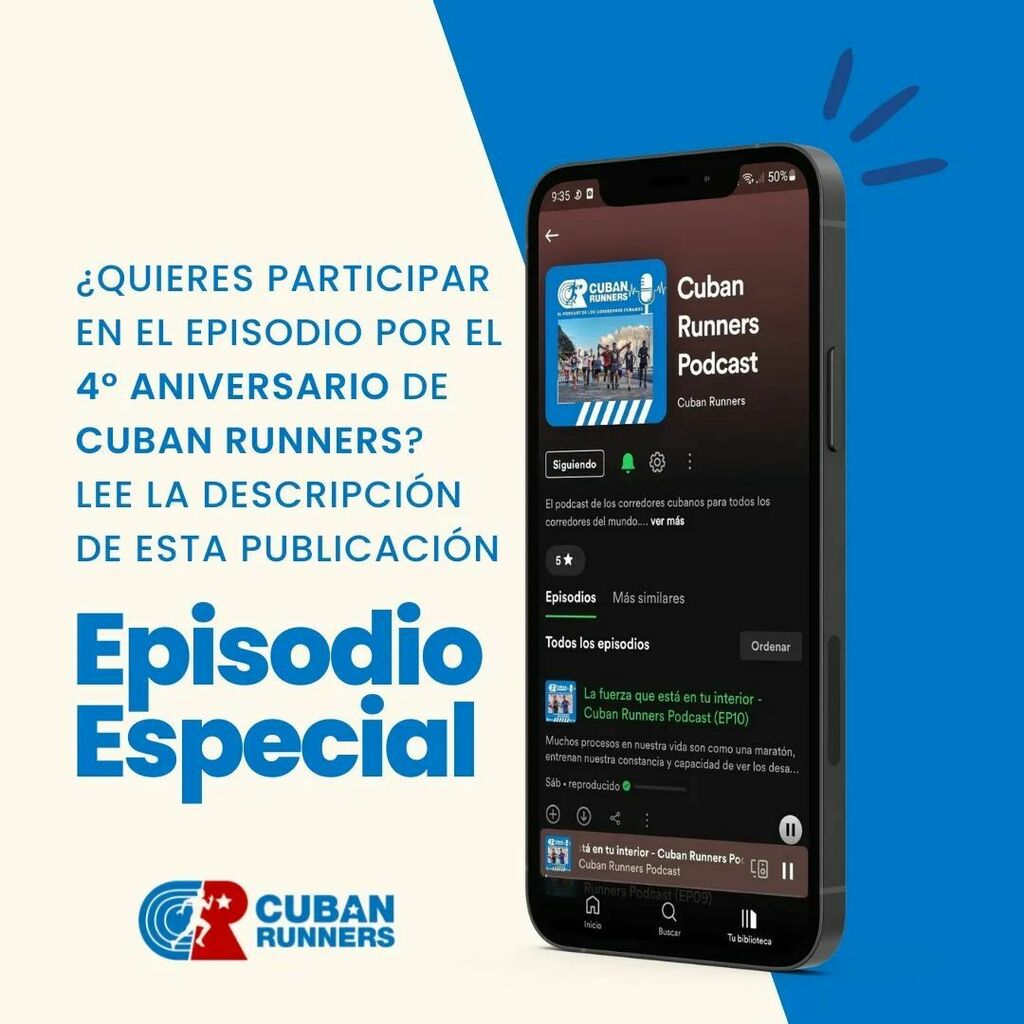cubanrunners's tweet photo. ¿Quieres participar en el episodio especial de nuestro podcast por el 4° aniversario de #CubanRunners? 🤩 Entonces envíanos un mensaje de audio contándonos cómo llegaste a los Cuban Runners y qué significa para ti ser parte de esta familia que une a c… https://t.co/J9WzG4fr9j https://t.co/MBtbB1wKvC