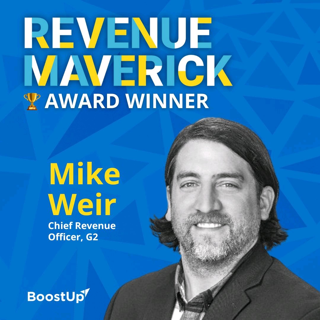 This week's 🏆 Revenue Maverick Award 🏆 goes to Mike Weir, CRO at @G2dotcom! 🙌 What does it mean to be a Revenue Maverick? 'Validation (!) that focus on being data driven and aligned across our #GTM teams will help our company succeed and be better for our clients.' #RevOps