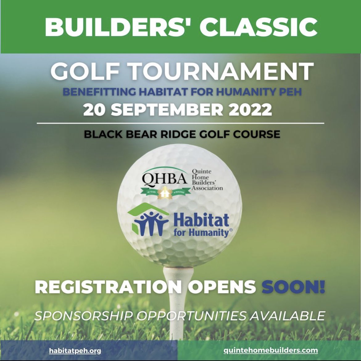 #HFHPEH is happy to partner with the Quinte Home Builders Association through the Builders Classic golf tourney hosted at Black Bear Ridge. Sponsorship  packages that provide marketing &amp; branding opportunities while supporting charitable causes are still available.