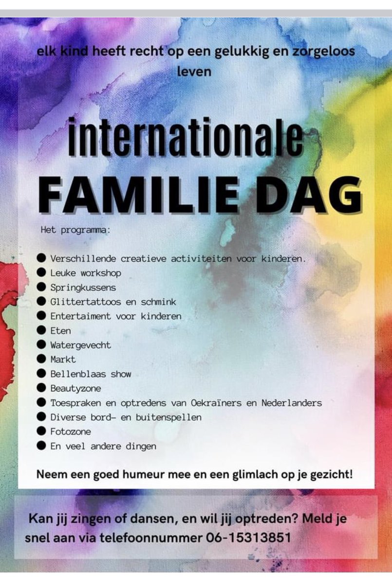Mooie activiteit : a.s. zaterdag is er een internationale familiedag in Hoogeveen . Toegang is gratis !