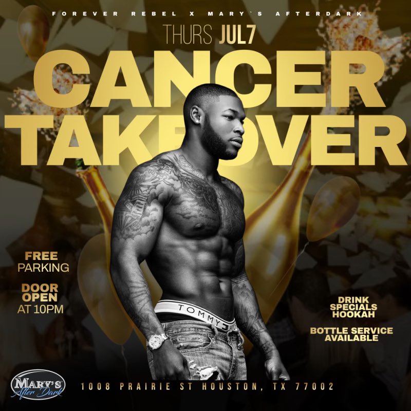 HezRebellious's tweet photo. FOREVER REBEL X MARYβS AFTER DARK PRESENT:
Ooohhh Boy itβs Cancer βοΈ Season! And itβs most definitely a celebration!!
We know they go ALLLLL THE WAY UP!
Cancers wanna celebrate with #HeatThursday we have a bottle of champagne for you!!
CRAZY BOTTLE SPECIALS π¨ https://t.co/Tn89UpVSX6