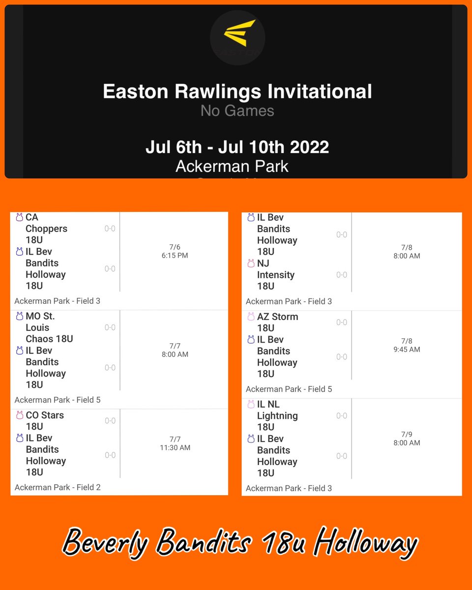 Tomorrow we start the Easton Rawlings Invitational… come out and watch us play!