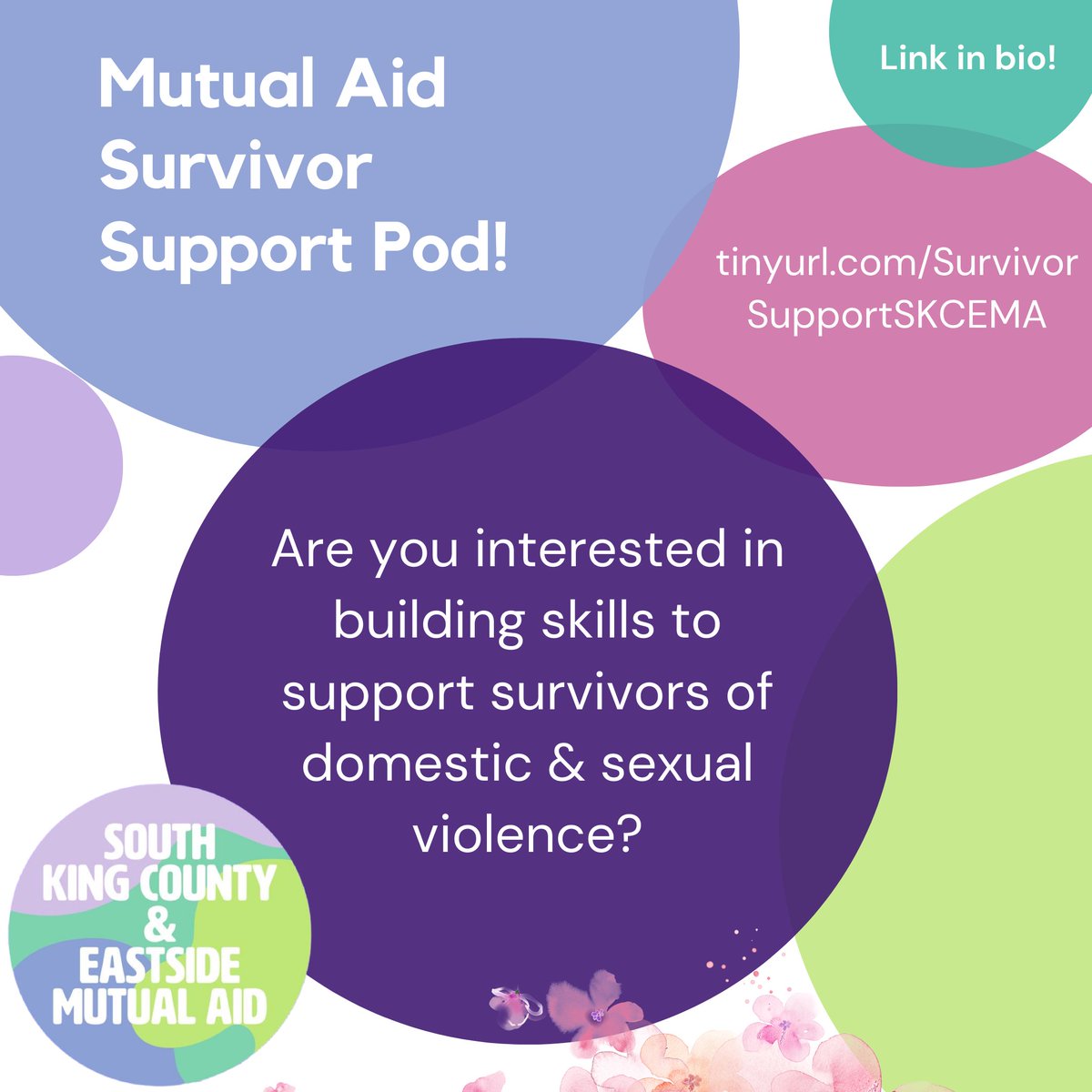Are you interested in building skills to support survivors? Join our Mutual Aid Survivor Support Pod! Together we will learn the basics of domestic &amp; sexual violence and how to support support survivors.

tinyurl.com/SurvivorSuppor…