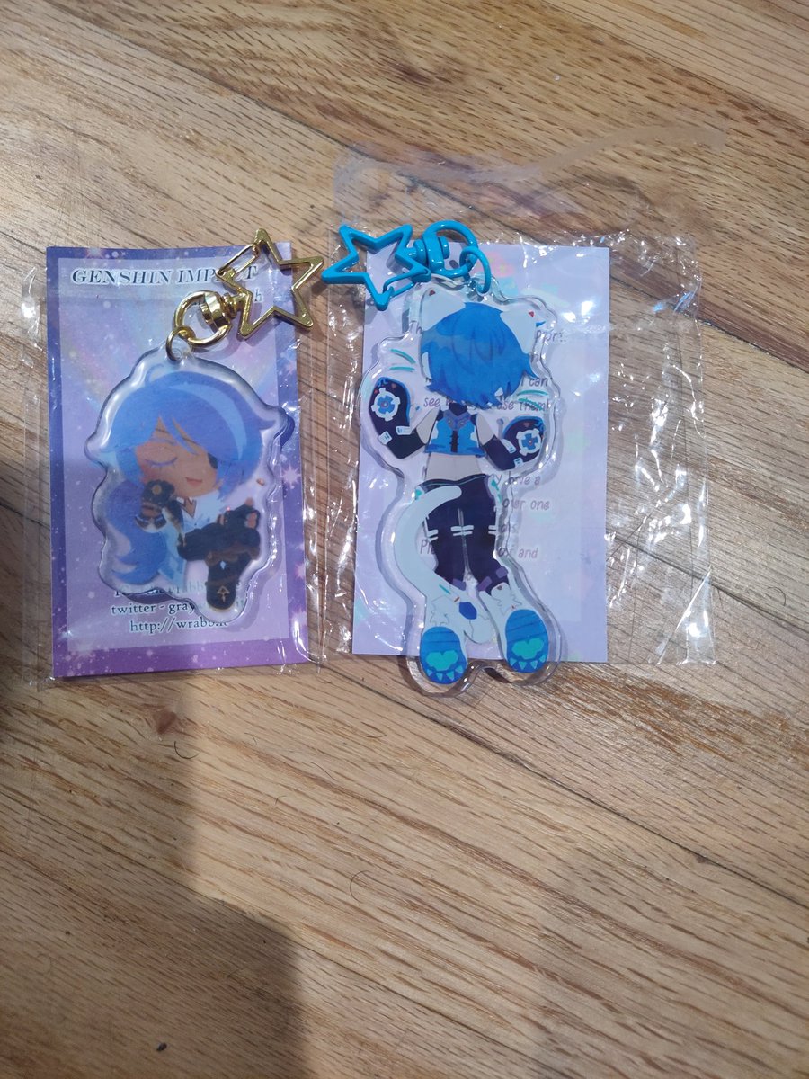 PrincexYnelBK's tweet photo. Merch I got from @graywrabbit at #AX22 Kaito catboy and Kaeya from #genshinimpact :D https://t.co/Y4Udr3wnqS