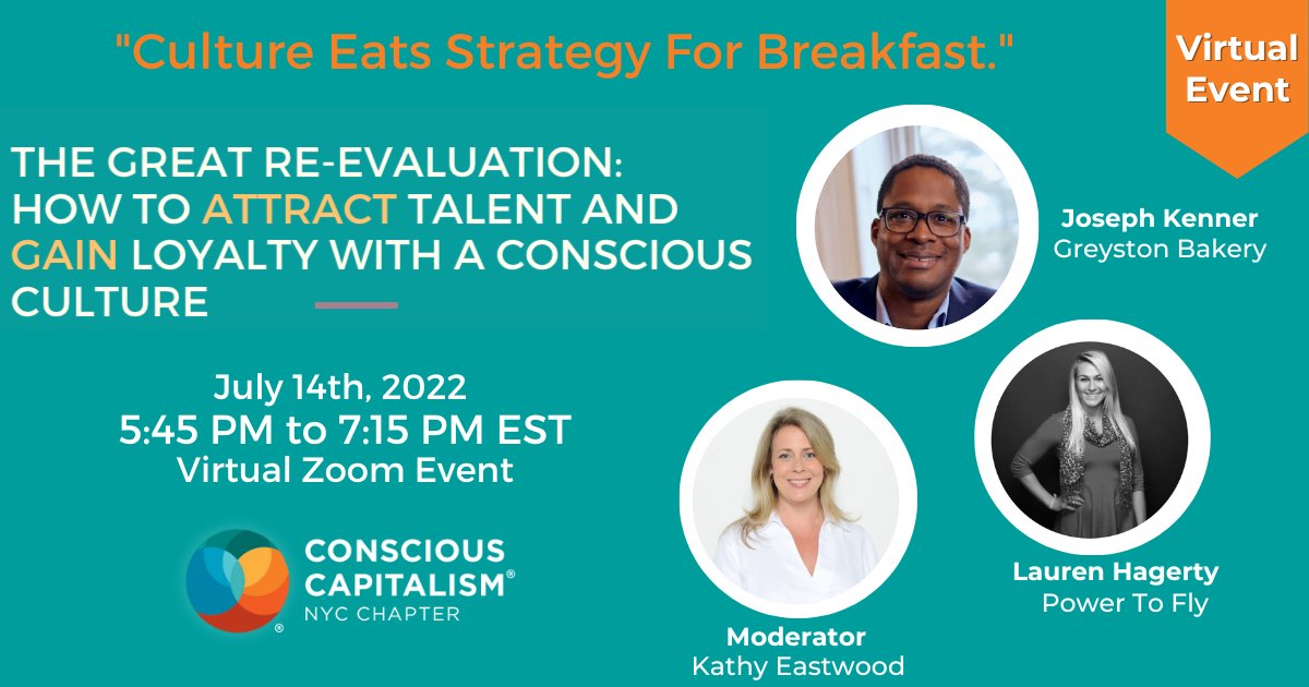 Join CCNYC and our panelist Joesph Kenner <a href="/GreystonBakery/">Greyston Bakery & Foundation</a>, Lauren Hagerty <a href="/powertofly/">PowerToFly</a>, &amp; Moderator Kathy Eastwood <a href="/equals_why/">E Equals Why</a> for an interactive conversation. 

Register using the link below:
consciouscapitalism.regfox.com/new-york-city...