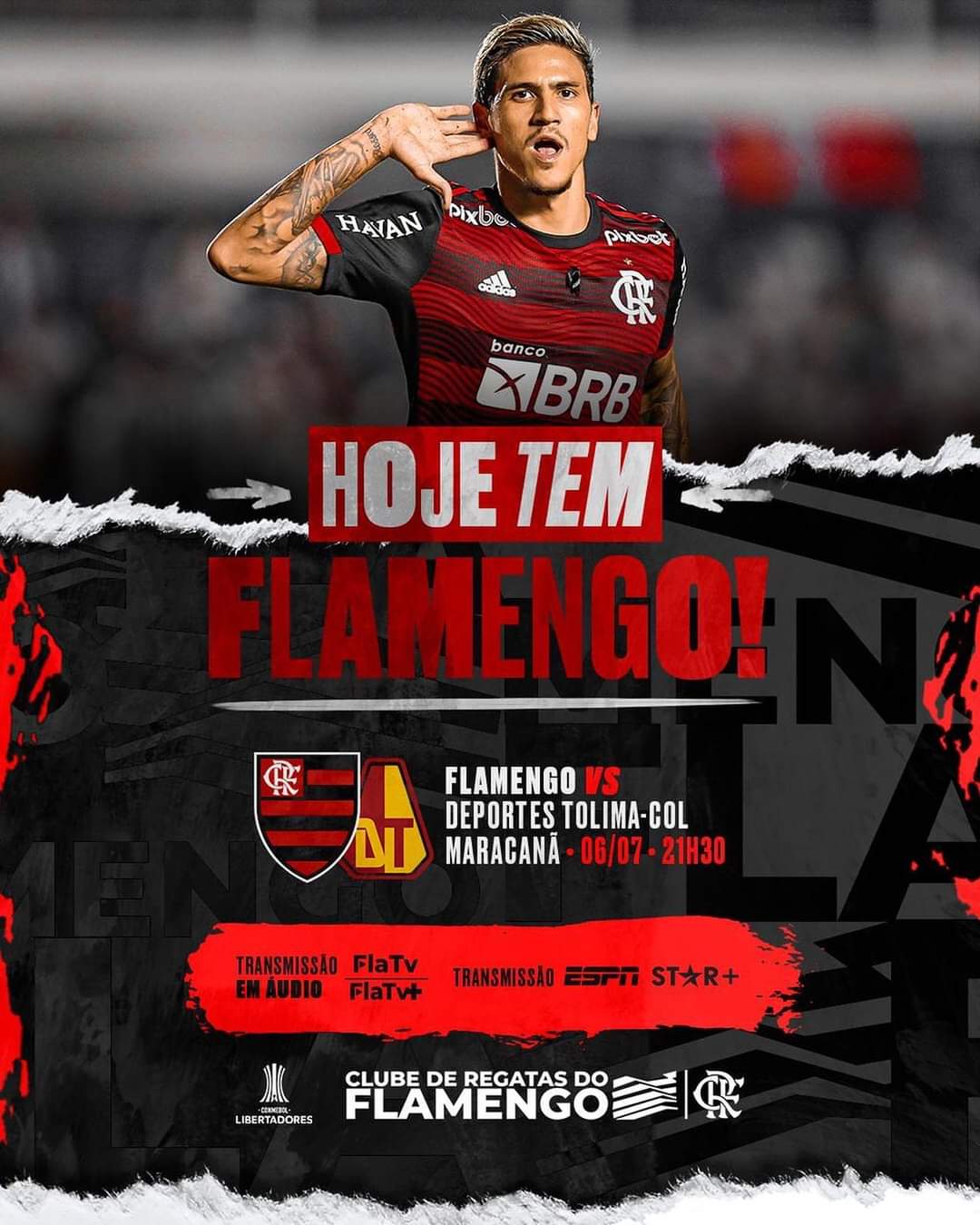 Clube de Regatas do Flamengo - HOJE TEM MENGÃO NA COPA DO BRASIL!!! Às  21h30, o Mais Querido recebe o São Paulo, no Maracanã, no jogo de ida das  quartas de final.