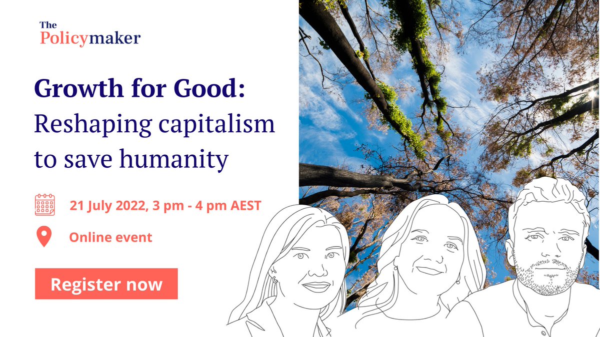 JMIPublicPolicy's tweet photo. To save the environment, do we need to shrink the economy? 

Discuss w/ Dr @terzibus Author of ‘Growth for Good’, Dr @karmeit Chair of NSW @WomenEconAu and @sydney_business’s Dr Anna Young-Ferris during our webinar on 21 July 3-4pm AEST.

Register now https://t.co/J9U9a3Siub https://t.co/HBmYF6Skgy
