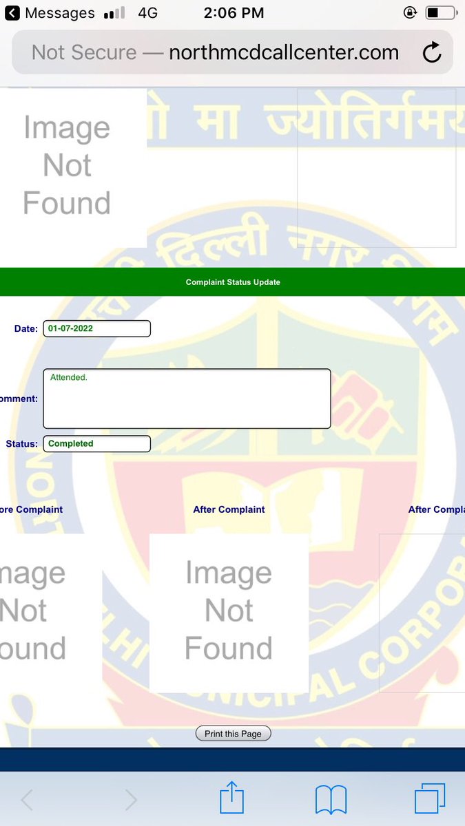 MCD ki site पर लिखा है। दिल्ली की ब्यूटी हम सबकी ड्यूटी। complaint करो कोई नही आता complaint status - attended हो जाता है। लोग MCD की जगह पर क़ब्ज़ा कर  रहे है। कोई action नही है। @AshwaniKumar_92 @NorthDmc @LtGovDelhi @NavbharatTimes