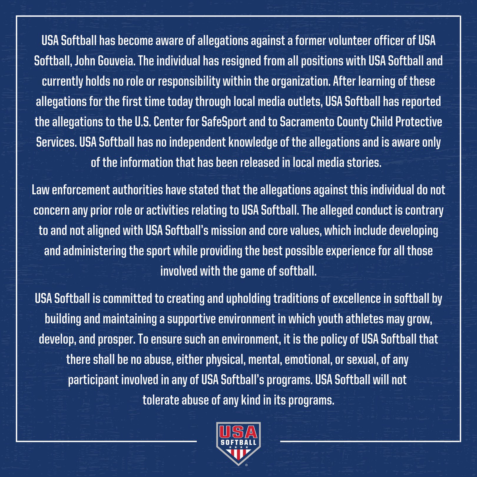 USA Softball on Twitter "Statement from USA Softball https//t.co