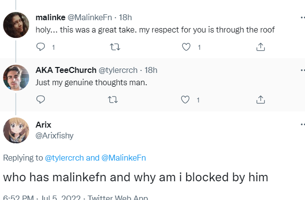 arixfishy5's tweet photo. @MalinkeFn @tylercrch why do u have me blocked https://t.co/Jou9prqY8y