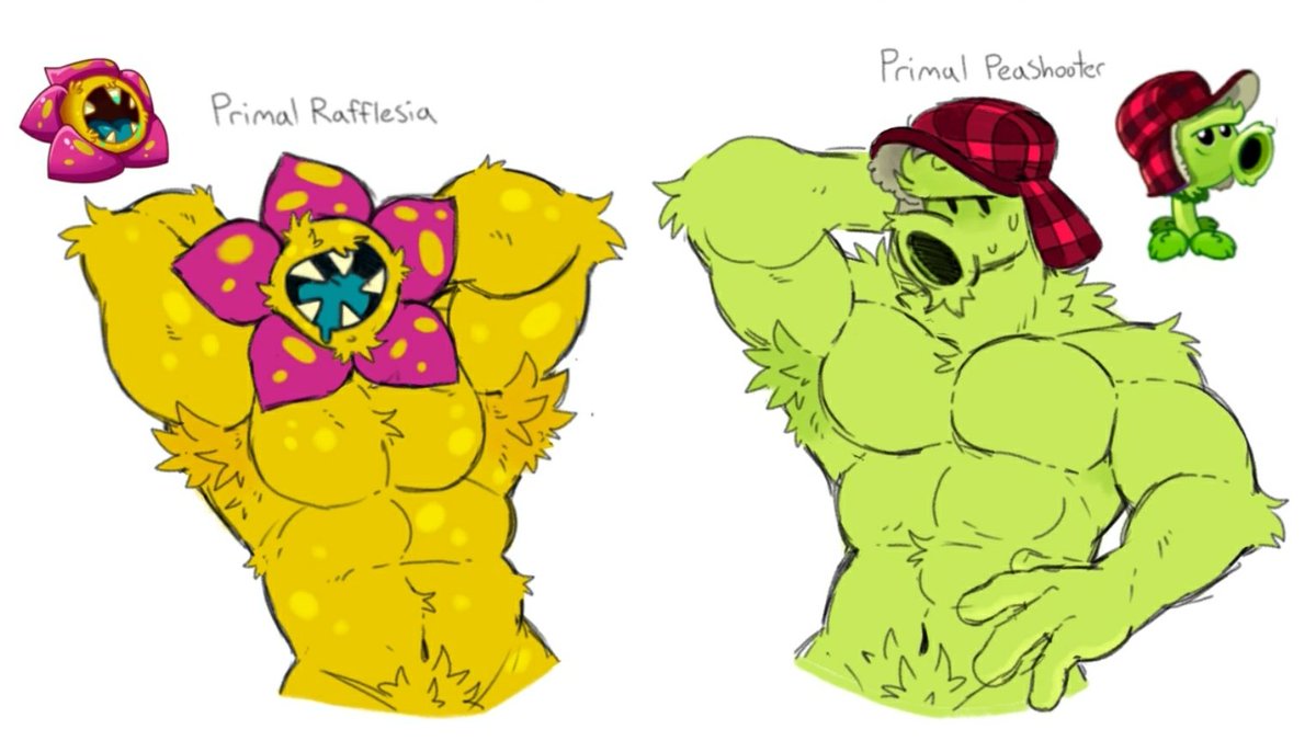 Chippybooru's tweet photo. HI here's some more anthro plants as promised 😌
Primal Peashooter my beloved
#PvZ #PvZ2 #plantsvszombies #bara https://t.co/6Vwabp33gG