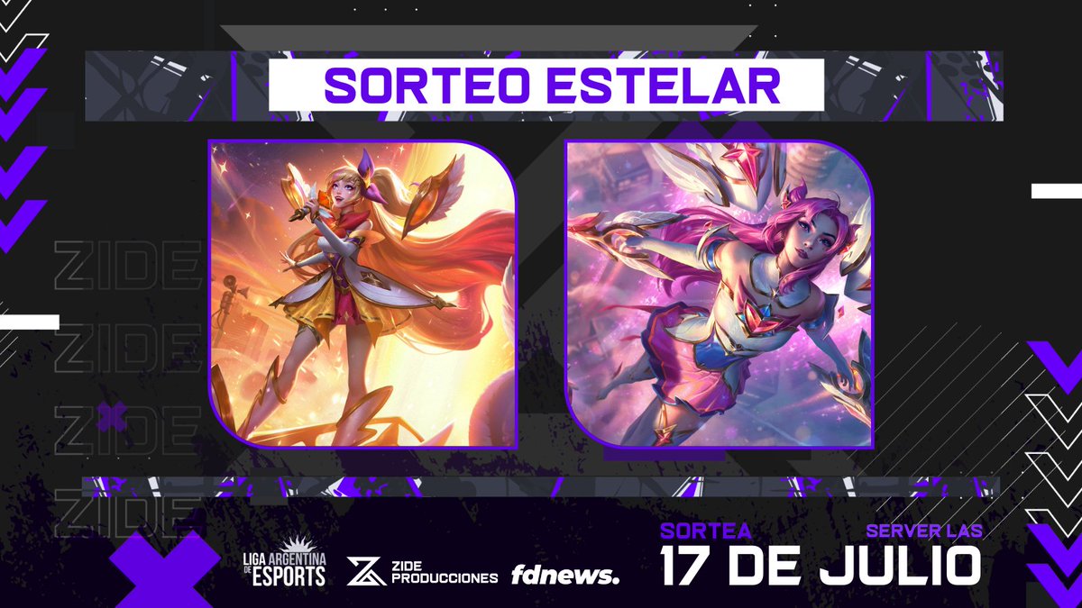 🚨 SORTEO ESTELAR 🚨

😏Llegó julio y trae con él un sorteo para ustedes:
¡Sorteamos 2 Skins Strar Guardian de 1350!

¿Qué tienes que hacer para participar?🤔
 
Te dejamos aquí los pasos👇

✅Seguir a @ZideProduccion
✅Seguir a <a href="/fdnewsok/">Facundo//FD NEWS</a>
🔁Dar Rt a este Tweet

¡Suerte a todos! 🍀