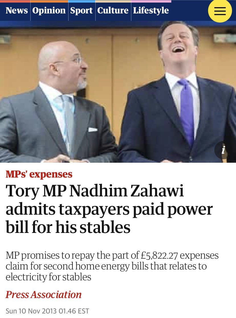 Our new Chancellor of the Exchequer. Claimed parliamentary expenses for heating his horses stables.