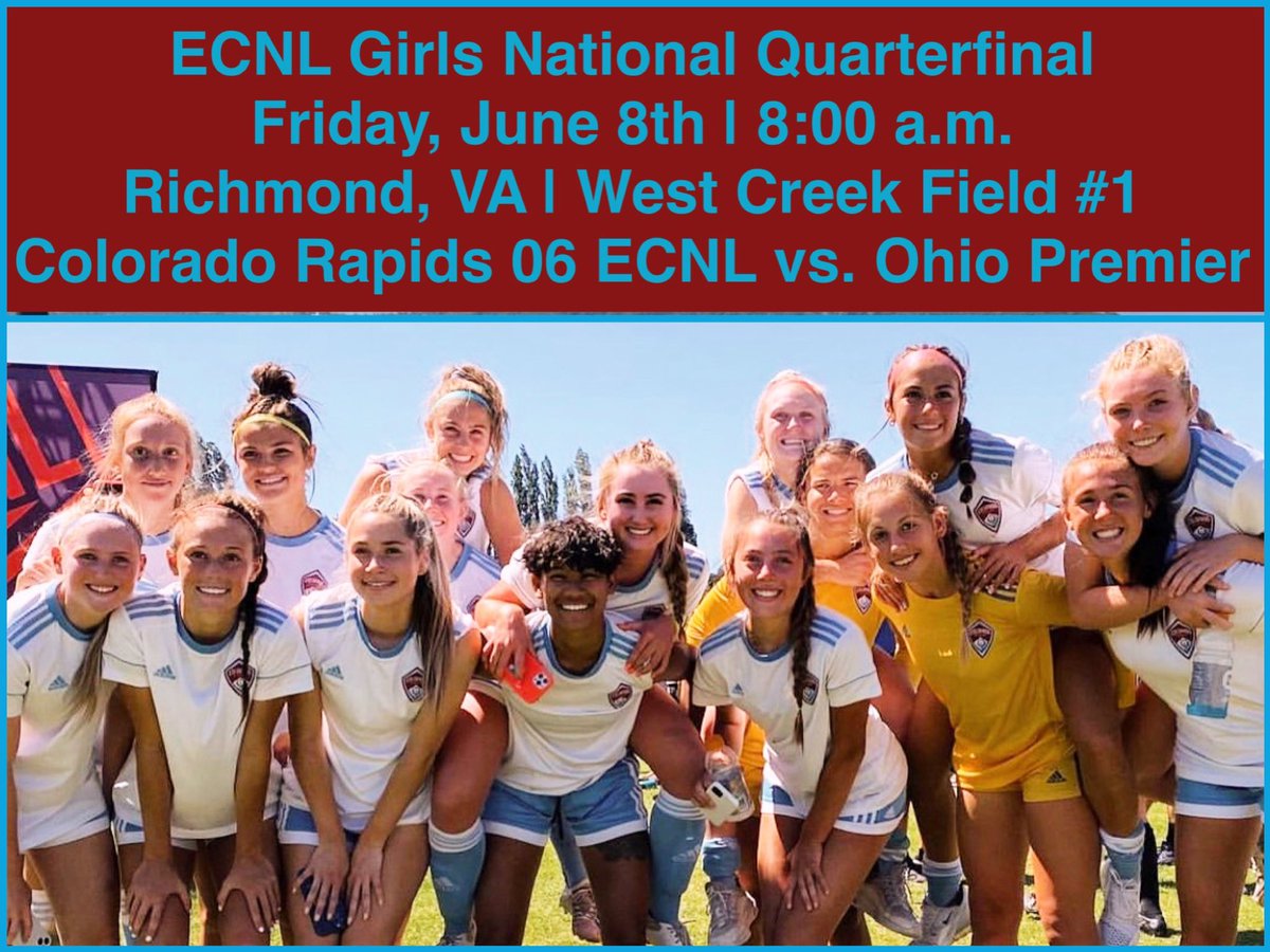 Virginia bound for <a href="/ECNLgirls/">ECNL Girls</a> National Finals! It’s what we’ve been training for all year. #FindAWayToWin 
<a href="/RapidsYouthClub/">Rapids Youth Soccer</a> <a href="/Tom_Poole4/">Tom Poole</a> <a href="/TopDrawerSoccer/">TopDrawerSoccer</a> <a href="/TheSoccerWire/">SoccerWire</a> <a href="/PrepSoccer/">Prep Soccer ⚽️</a> <a href="/ImCollegeSoccer/">College Soccer Truth ™</a>