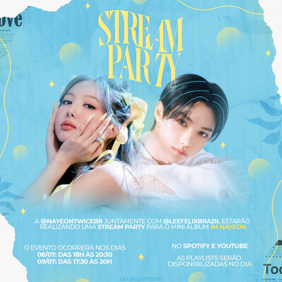 AcessoFelix's tweet photo. STAYs! 🐥💛
Preparem-se para nossa STREAM PARTY em colaboração com a @nayeontwicebr.

🗓️ Nos dias 08 e 09 de Julho!
⏰ Confira os horários no banner.

Vamos usar as tags abaixo:

NAYEON FEAT FELIX STREAM
#NAYEON #IM_NAYEON #FELIX
#POP #NoProblemFeat_FELIX
@JYPETWICE @Stray_Kids https://t.co/vaDxKtUobw